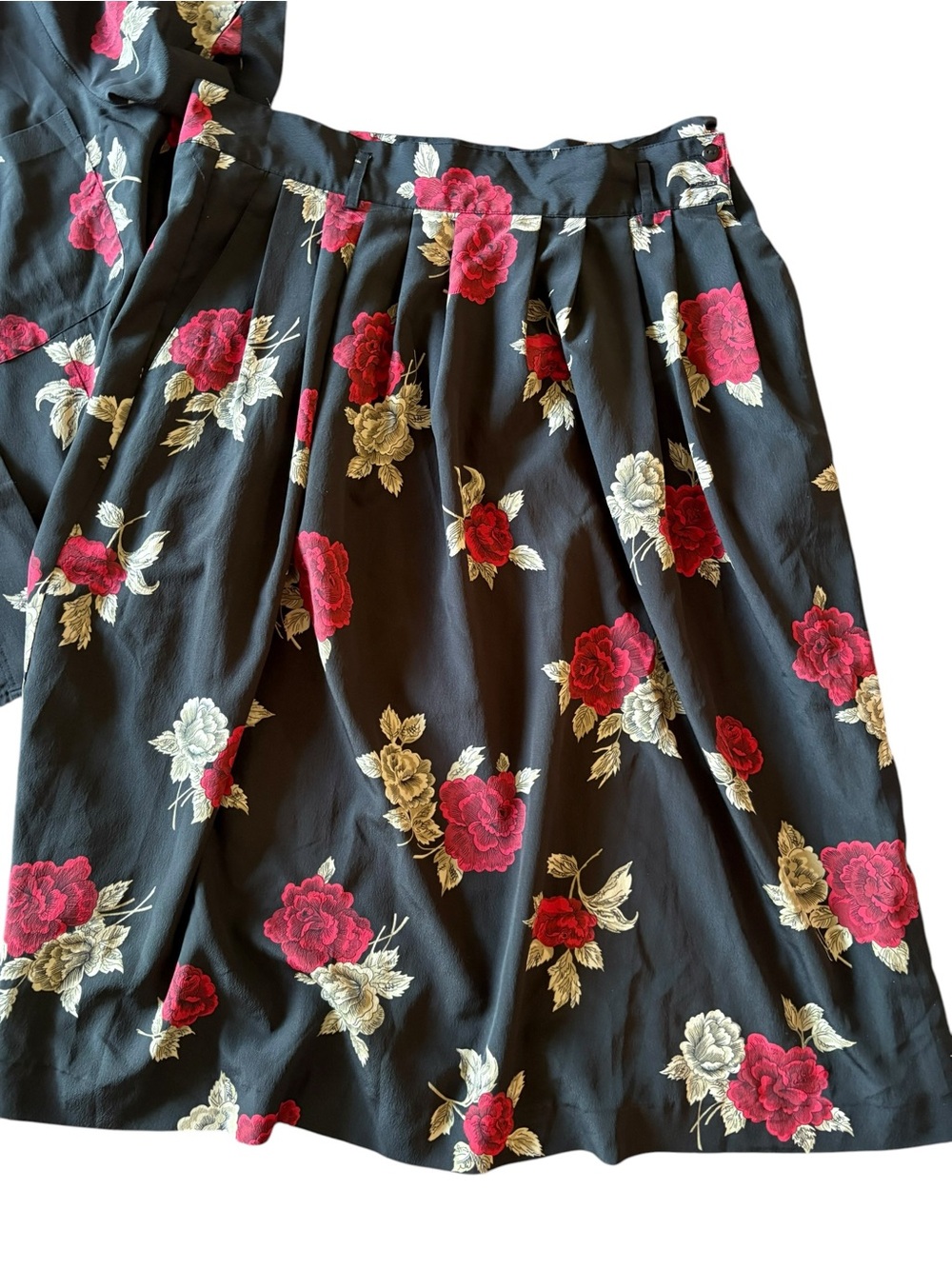 Vintage Rena Rowan for Saville Black Floral Matching Skirt Set Size 14/16 - Picture 6 of 9